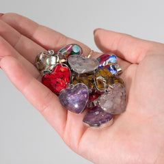 Steel Cased Pendant Hearts - 12 Assorted Gemstone Chips & Shells product image 2