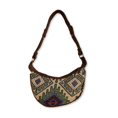 Jacquard Hobo Bag - Geo-Geen (brown strap) product image 3