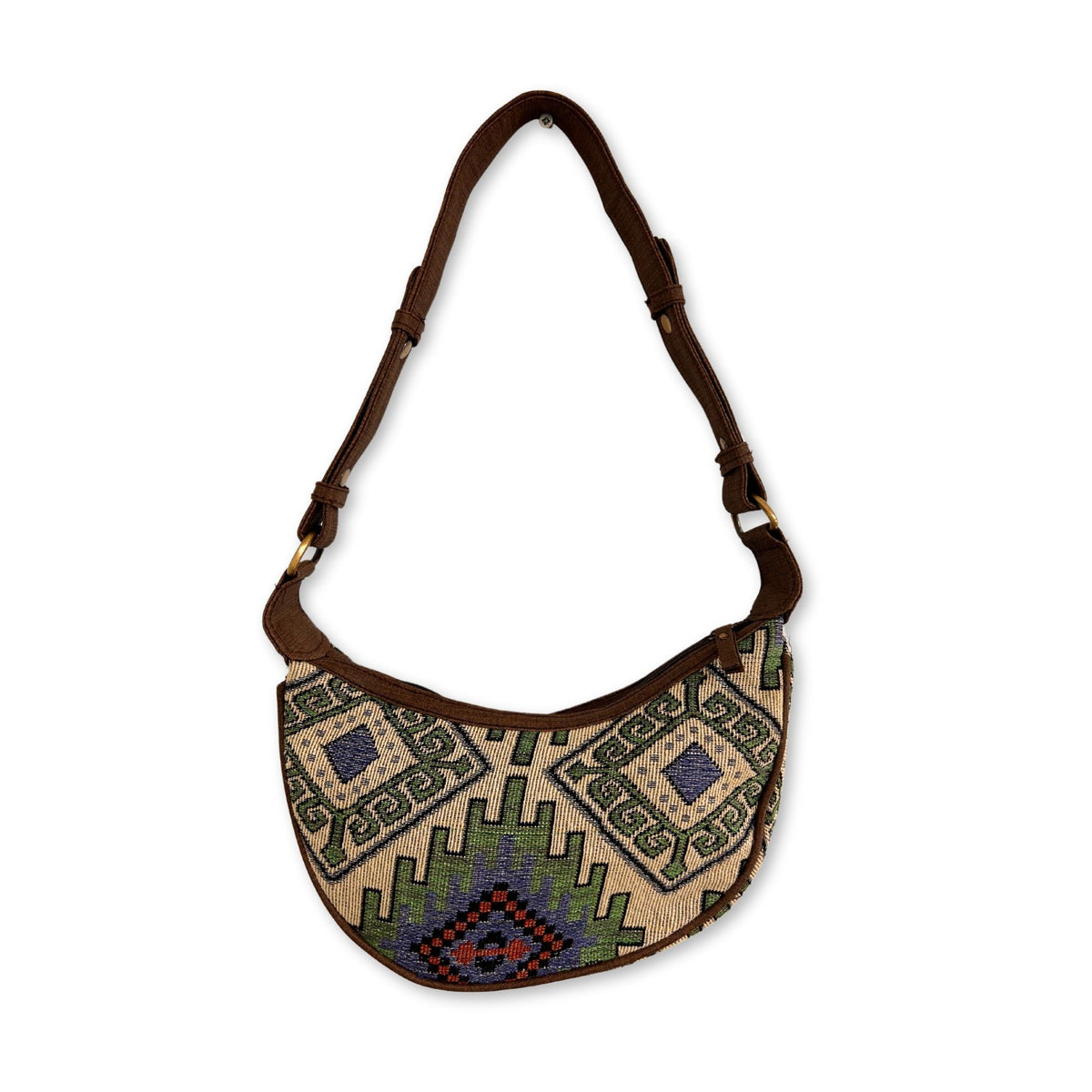Jacquard Hobo Bag - Geo-Geen (brown strap) product image 3