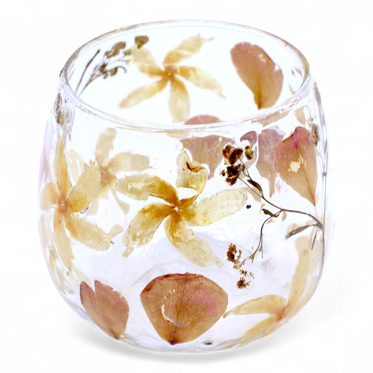 Natural Floral Glass - Straight Candle Holder - Rosa - (8x8cm) product image 3