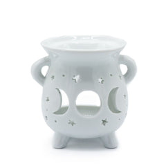 Cauldron Oil Burner - Moon Phase - White product image