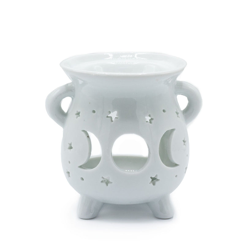 Cauldron Oil Burner - Moon Phase - White product image