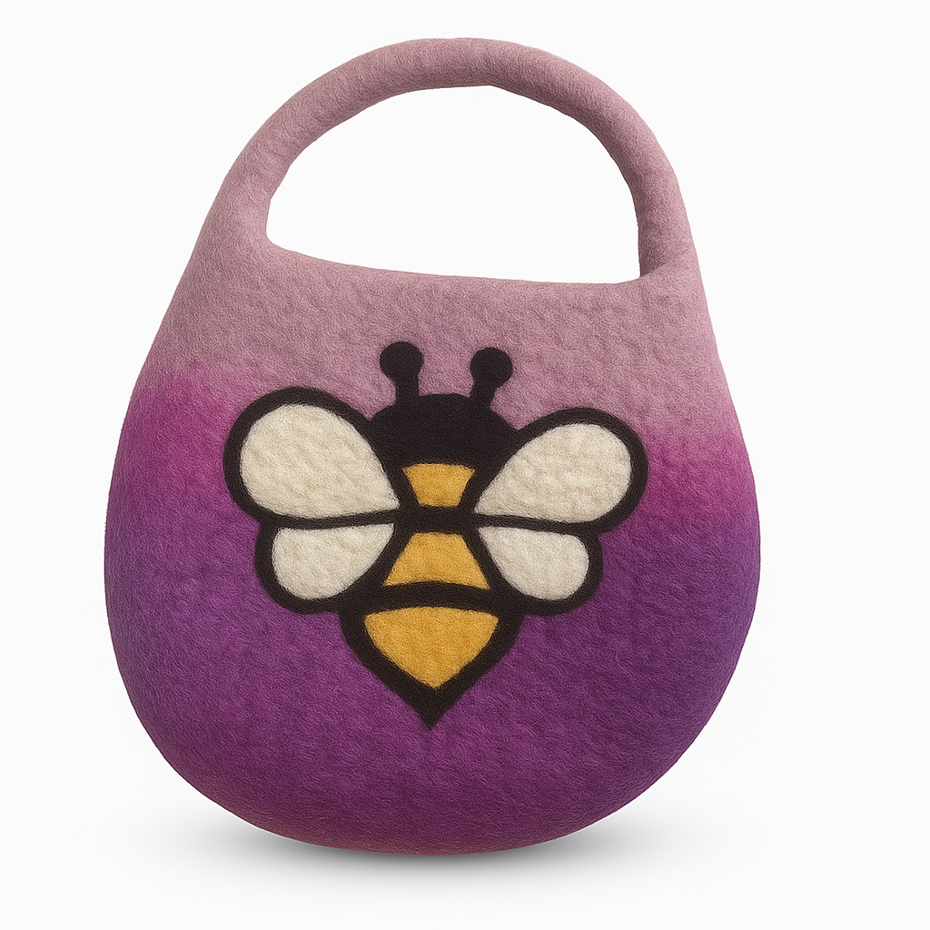 Water Felted Bee Bag - One Handle with Magnet - Lavender Shades product image
