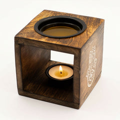 Square Mango Wood Oil Burner - Hamsa product image 4