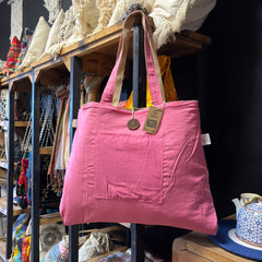 Jute & Cotton Reversible Big Bag - Pink product image 2