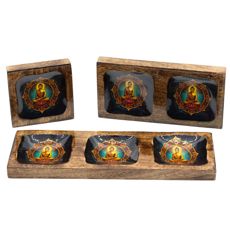 Lrg Enamelled Mango Tray Set - Buddha product image