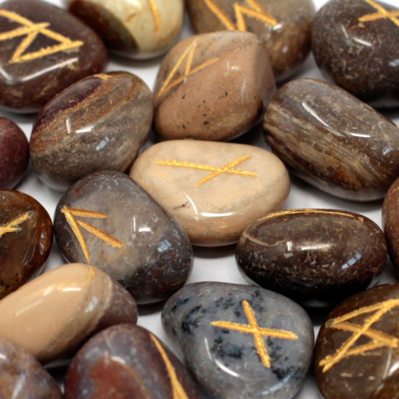 Runes Stone Set in Pouch - Fancy Jasper product image