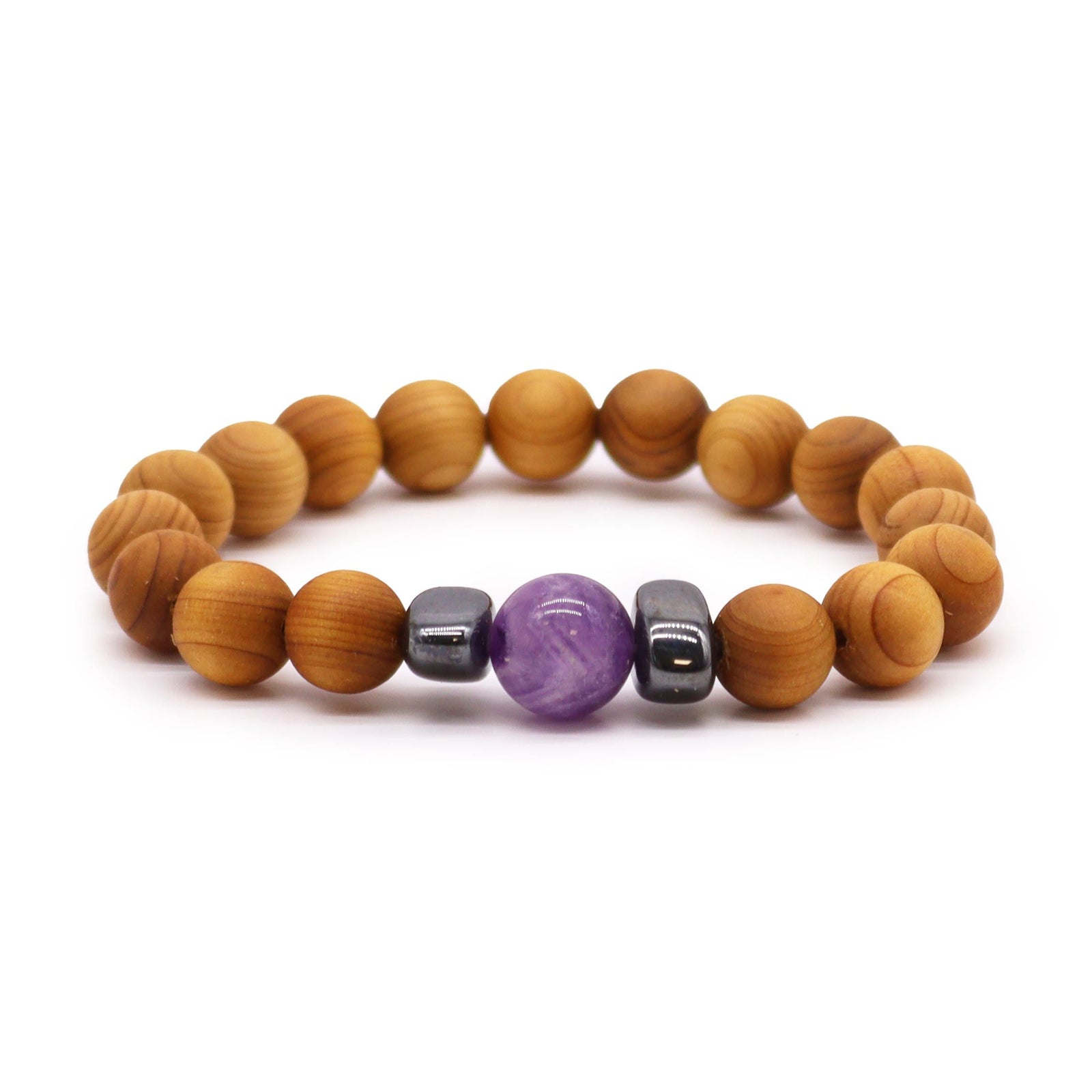 Cedarwood Third Eye Chakra Bangle with Amethyst product image