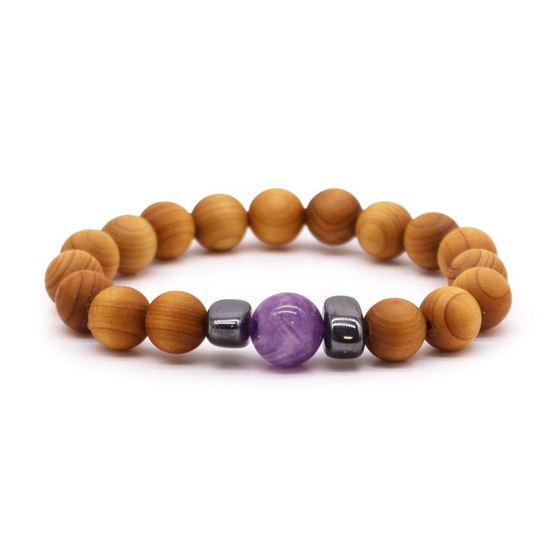 Cedarwood Third Eye Chakra Bangle with Amethyst product image