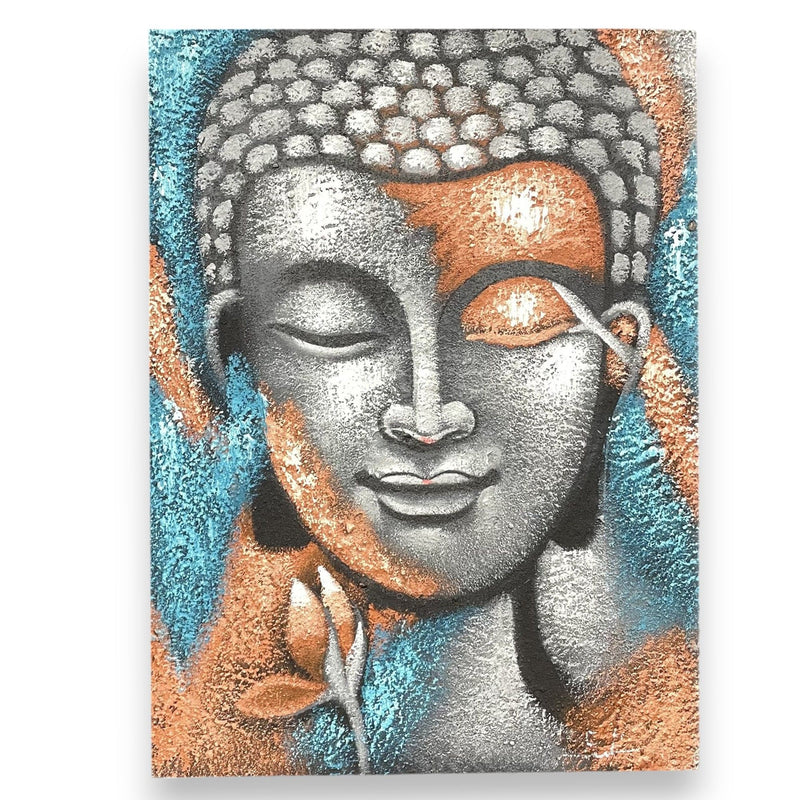 Buddha Painting - Silver & Rose Gold Flower 75x55cm product image