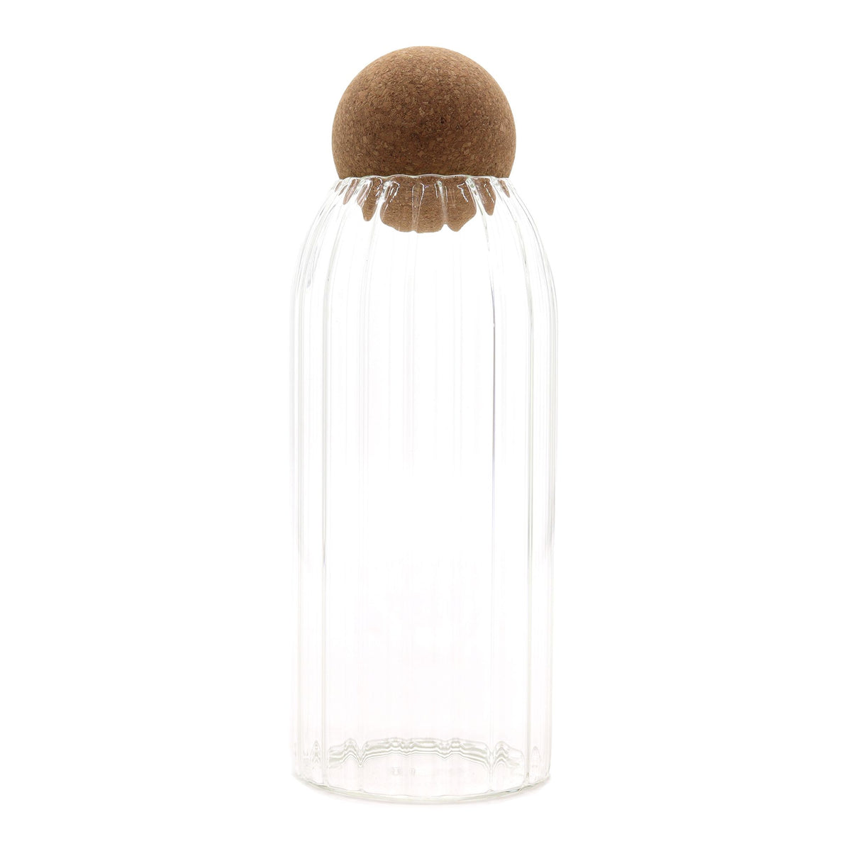Cottage Cork-Ball Glass Jar - Ribbed - 20cm product image