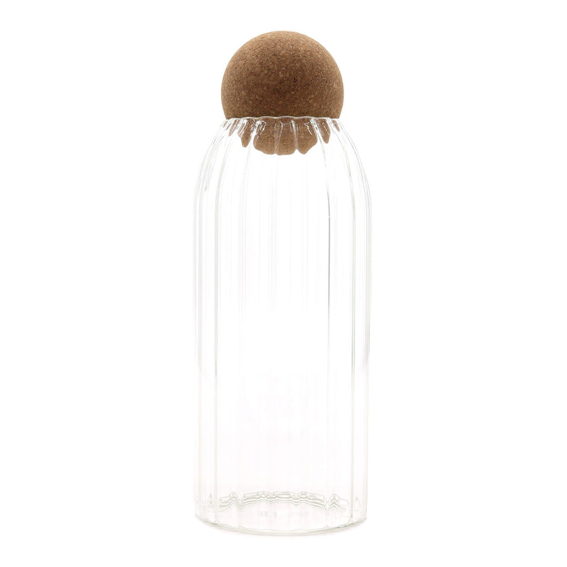 Cottage Cork-Ball Glass Jar - Ribbed - 20cm product image