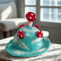 Felted Mushroom Hat - Lost in a Sky Blue product image 3