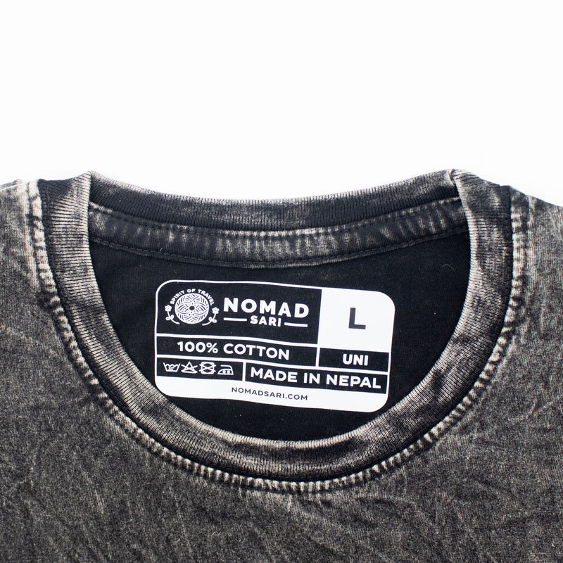 Nomad Sari Stonewashed Cotton T-Shirt - Compass of Life - Charcoal - Large product image