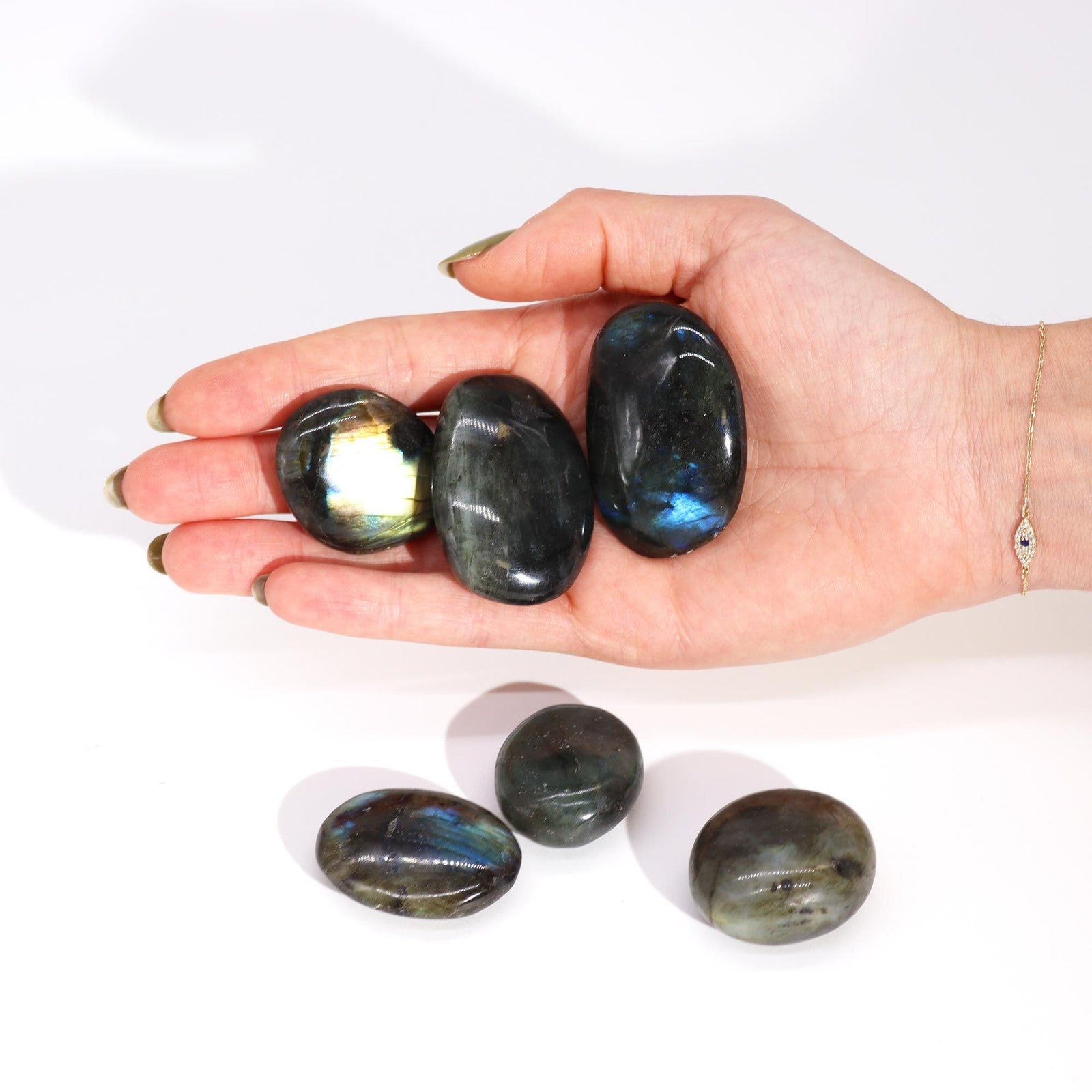 Madagascar Labradorite Palm Stone (approx 25-30gms 55-60mm) product image