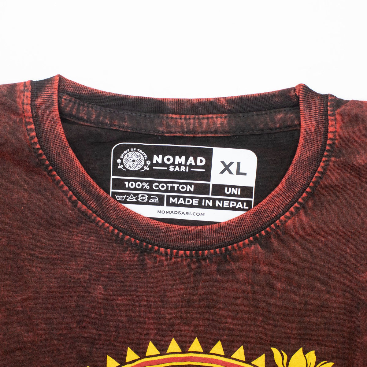Nomad Sari Stonewashed Cotton T-Shirt - Dragon Mandala - Maroon - XL product image 4