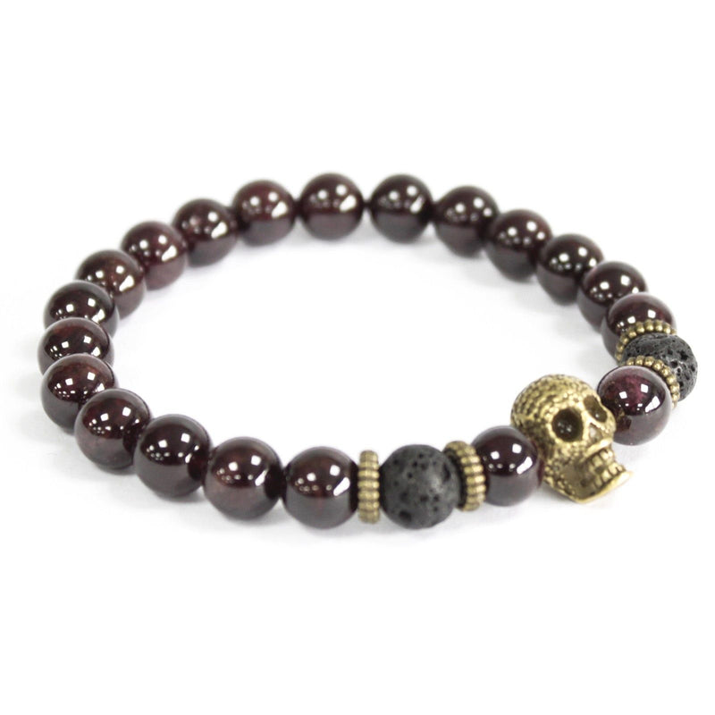 Bronze Skull / Blood Stone - Gemstone Bracelet product image
