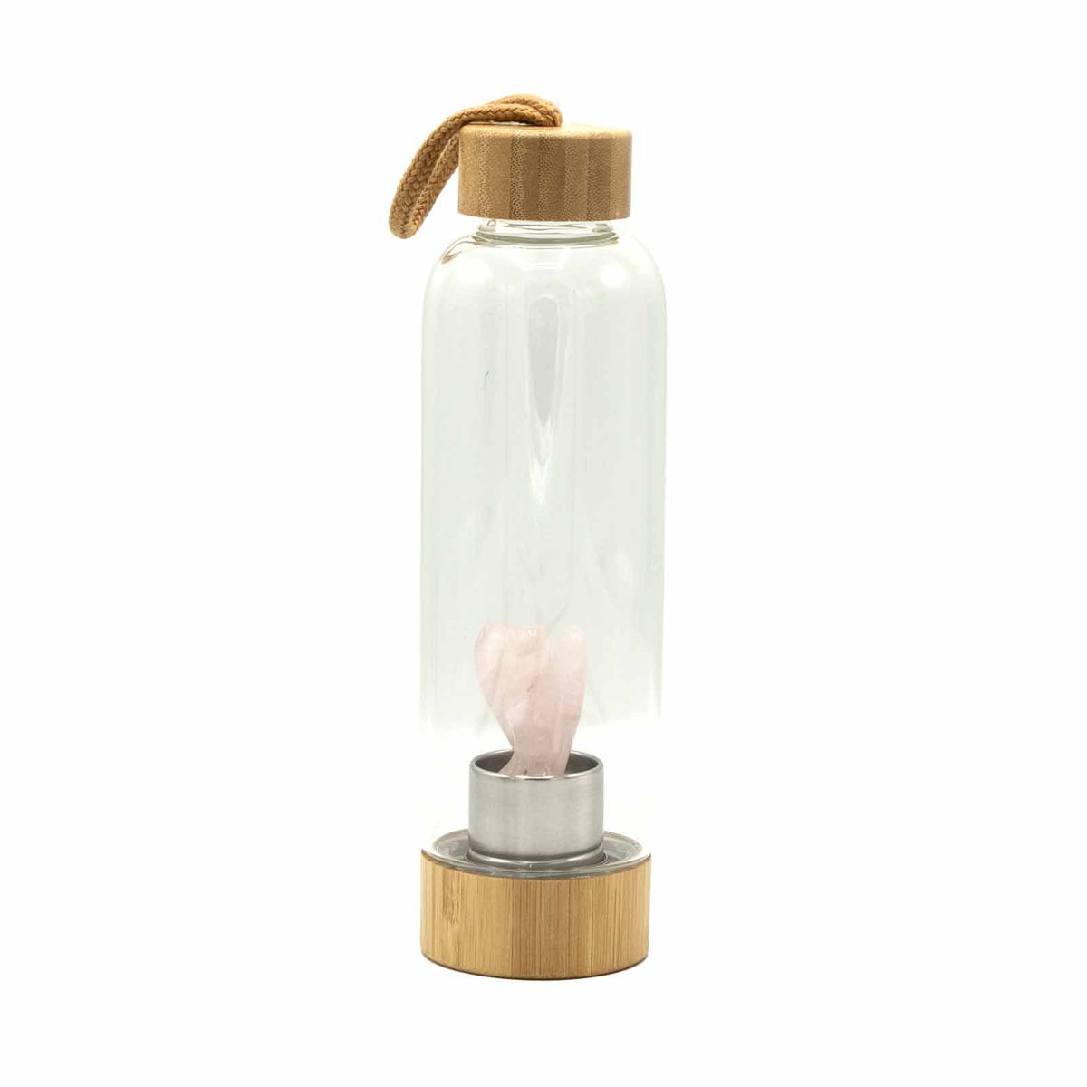 Crystal Infused Glass Water Bottle - Rejuvenating Rose Quartz - Angel - product image 5