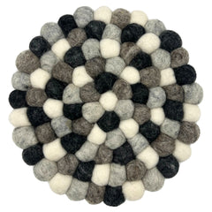 Felt Ball Round Placemat- Multi Grey Colour