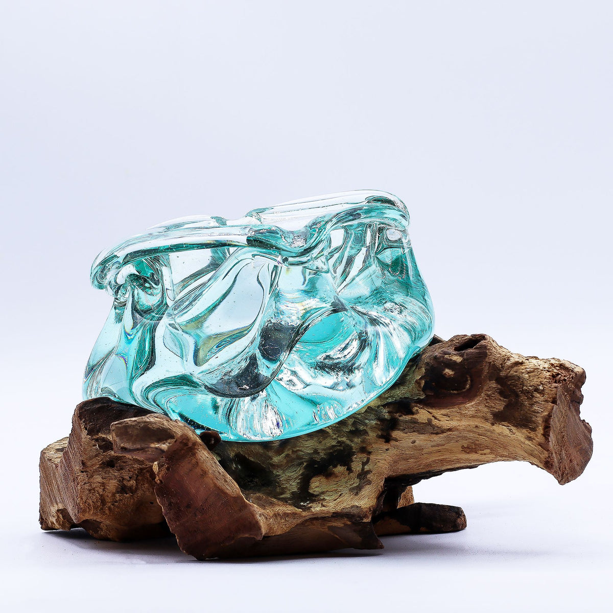 Molten Glass Chunky Ashtray / Candle Holder on Wood 23cm product image 5