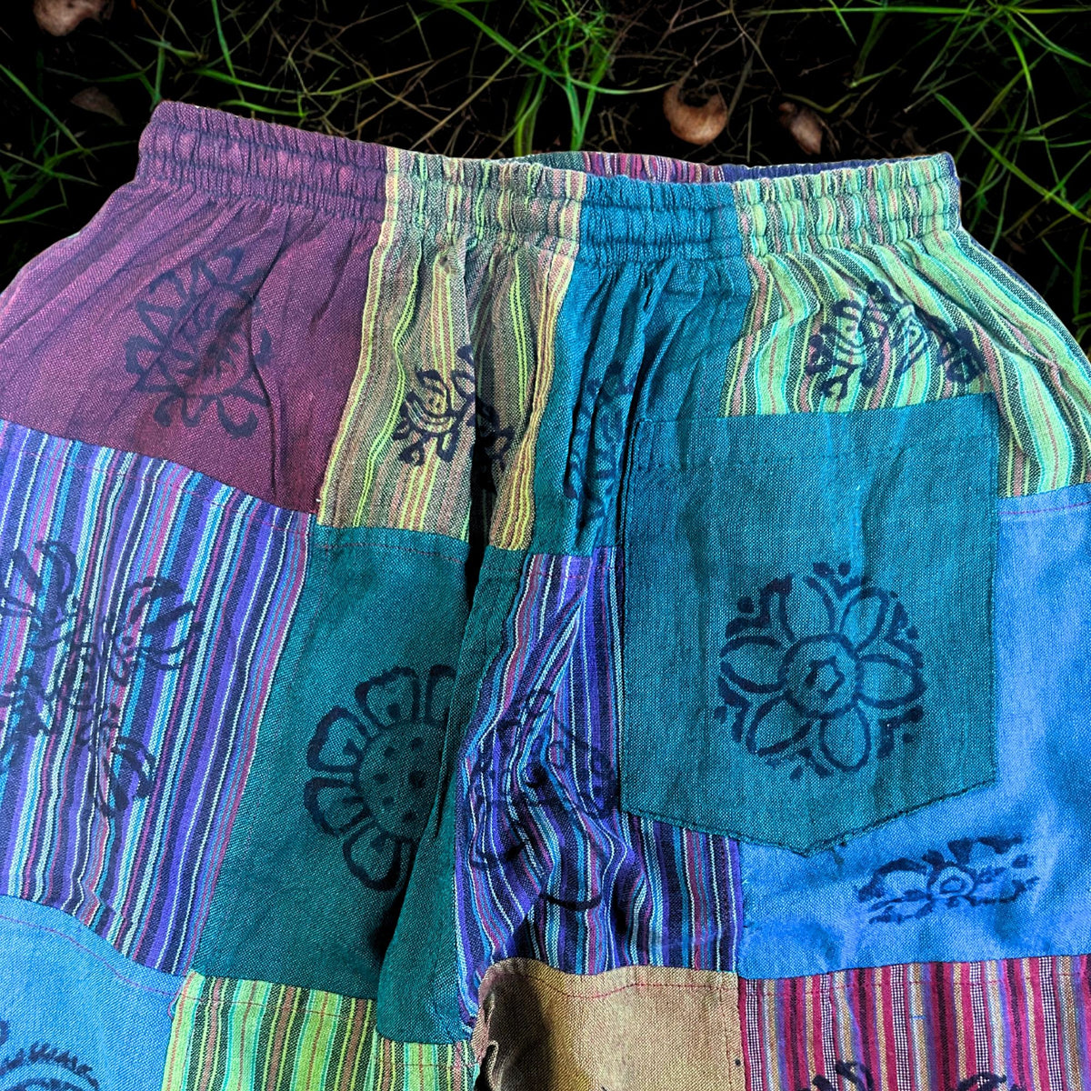 Nomad Sari - Mushroom Pants - Block Print Designs -Green Tones S/M product image 2
