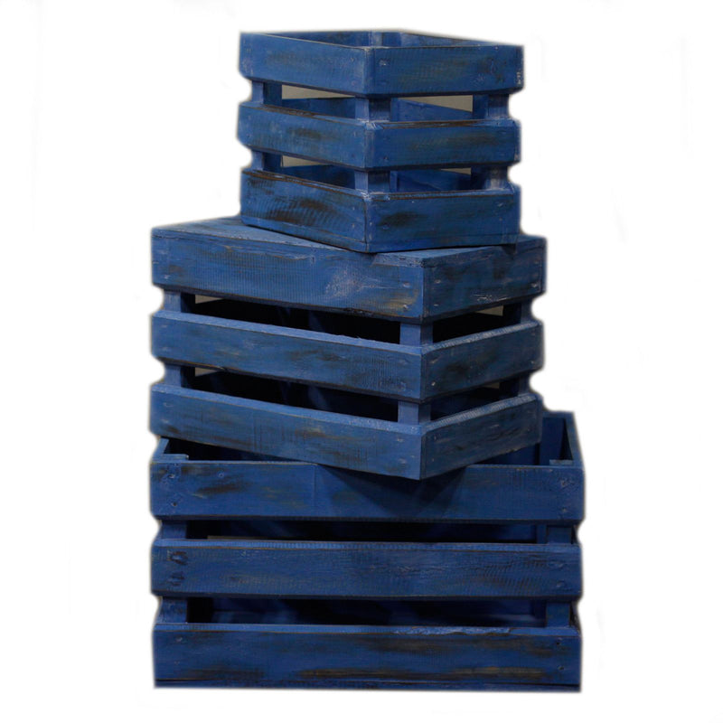 Wooden Storage Crates – Bluewash (Set of 3) product image