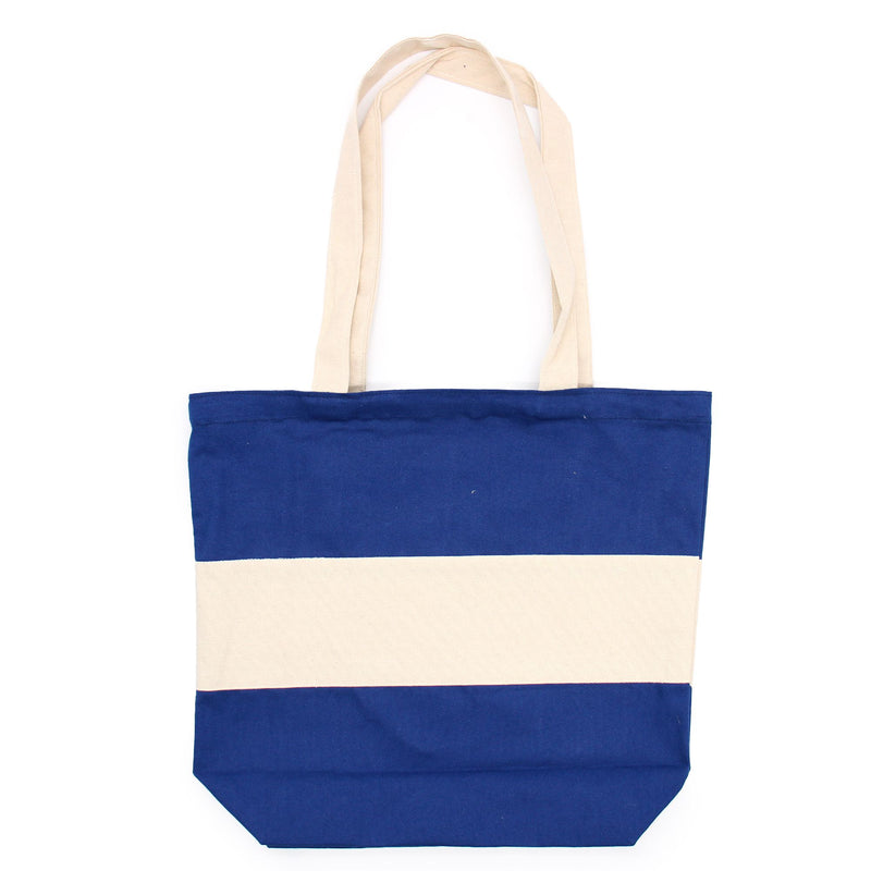 Two Tone Cotton Bag - 38x42x12cm - Blue & Natural - 10oz product image
