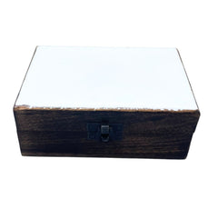 Medium Ceramic Glazed Wood Box - 15x10x6cm - White product image