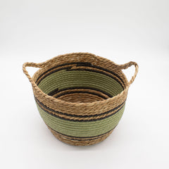 Cotton & Seagrass Large Baskets - Natural Black & Green- Set of 3 product image 3