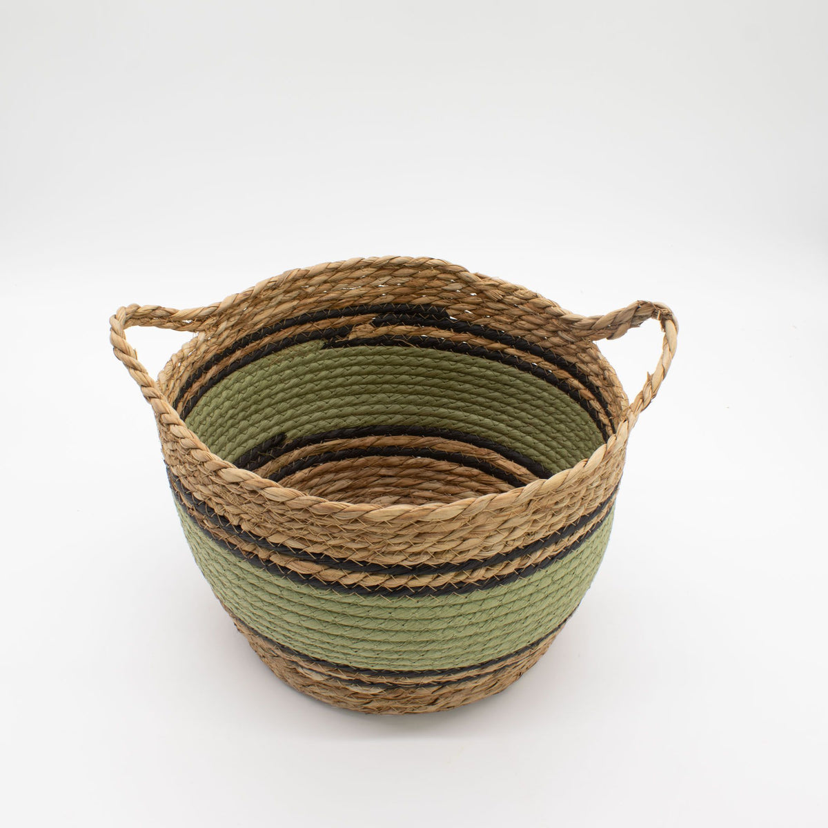 Cotton & Seagrass Large Baskets - Natural Black & Green- Set of 3 product image 3