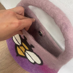 Water Felted Bee Bag - One Handle with Magnet - Lavender Shades product image 2