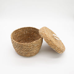 Seagrass & Cotton Round Baskets with Lids - Natural - Set of 3 product image 4