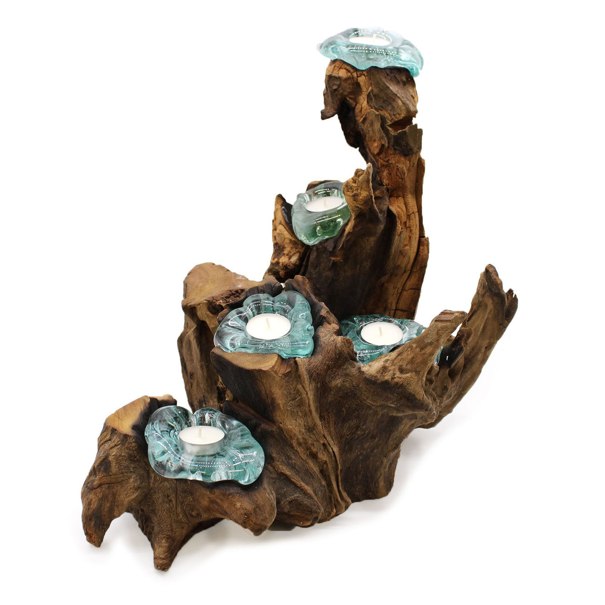 Molton Glass Five Candle Holder on Wood product image 5