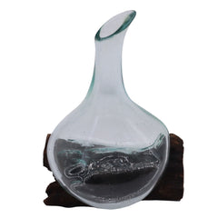 Molten Glass Mini Decanter on Wood 20cm product image 2