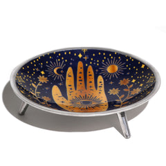 Triple Leg Enamelled Offering Plate - Hamsa Midnight Blue product image 3