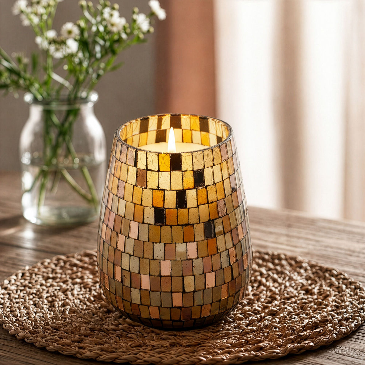 Tall Glass Jar Candles - Amber Mosaic - product image 3