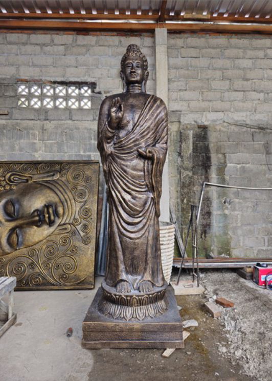 Tall Antique Gold Standing Buddha Statue - 3m Tall product image