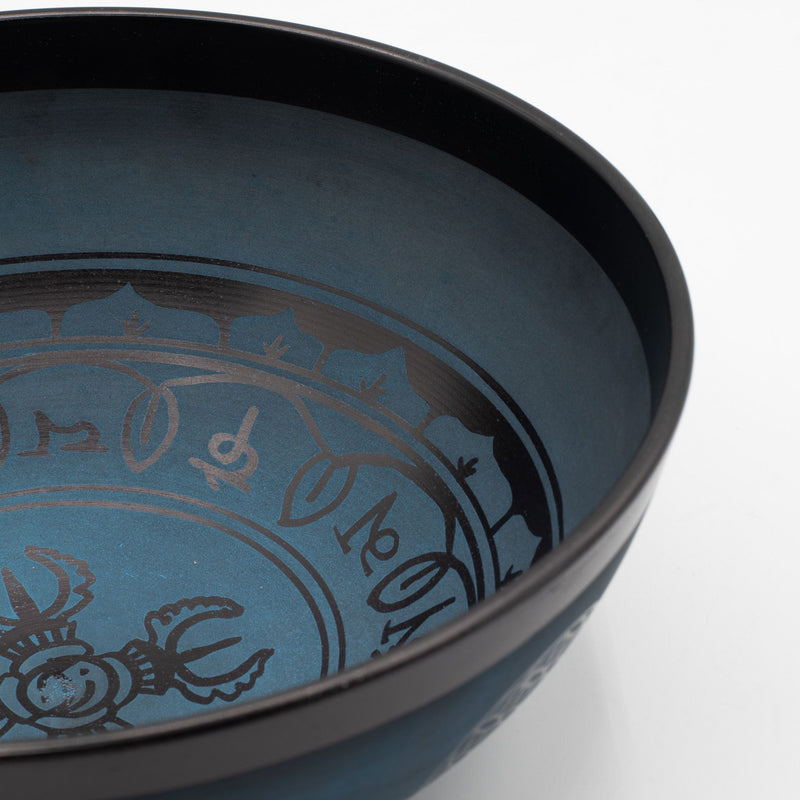 Large Aluminum Singing Bowl - Tibetan Double Dorjy Design - Blue (27cm) product image
