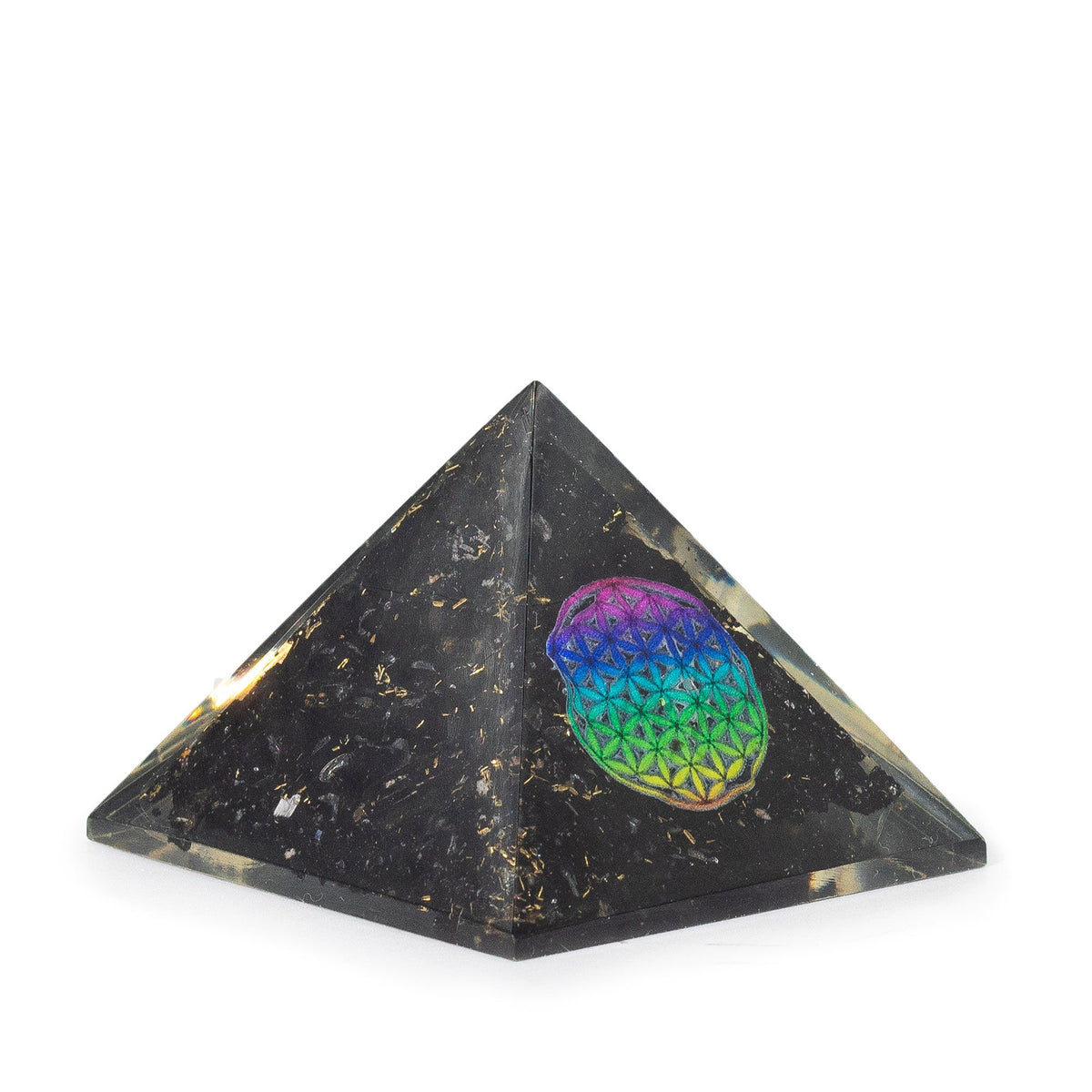 Small Organite Pryamids 5.5x4.5cm - Flower of Life - Black Tormaline Chips product image 2