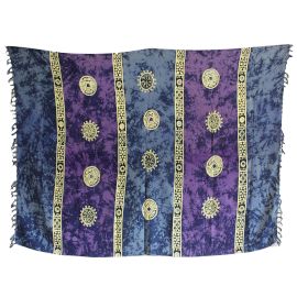 Bali Celtic Sarongs - Lucky Coins - Purple + Teal product image
