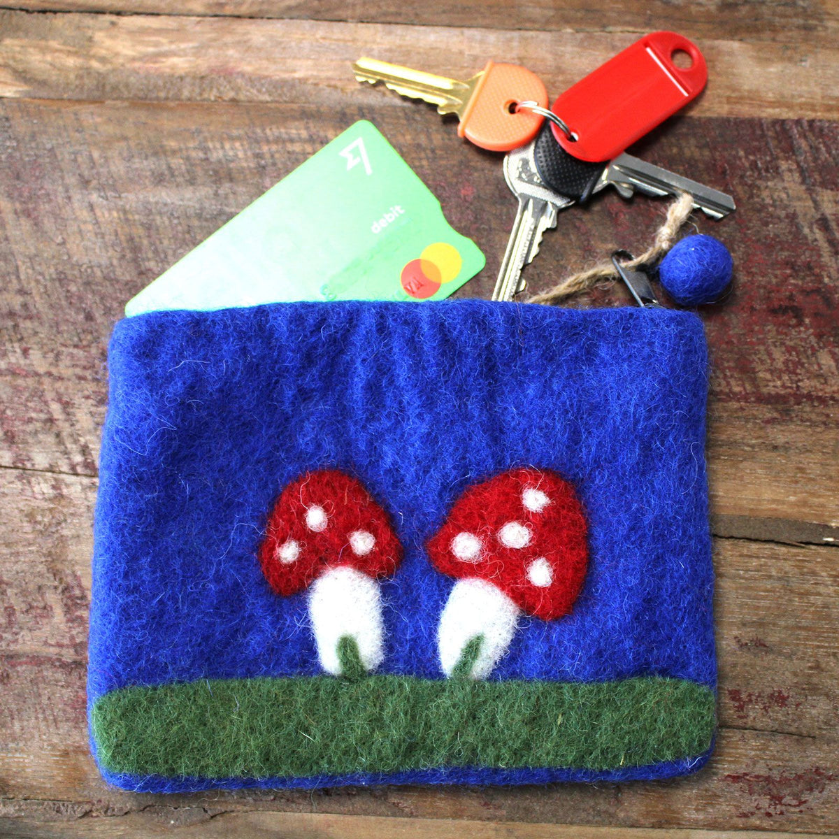 Natural Felt Zipper Pouch (asst) - Mystic Mushrooms product image 4