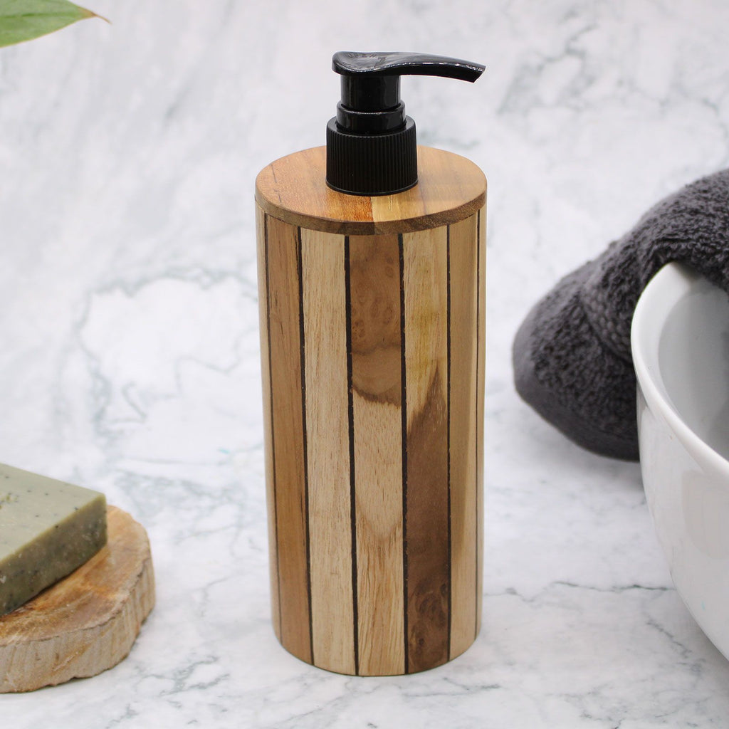 Natural Teakwood Soap Dispenser - Round product image 3