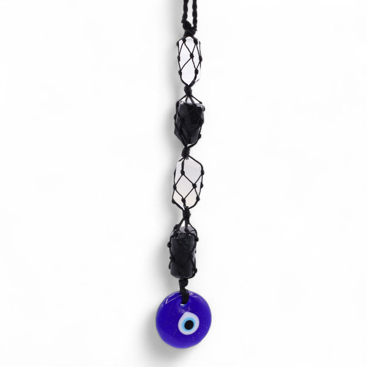 Hanging Stone Pendant - Black Torrmaline & Selonite Tumble- Evil Eye - product image 3