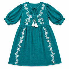 Nomad Sari On the Med Collection - Dress - Turquoise with Embroidery & Tassel (M-L) product image 2
