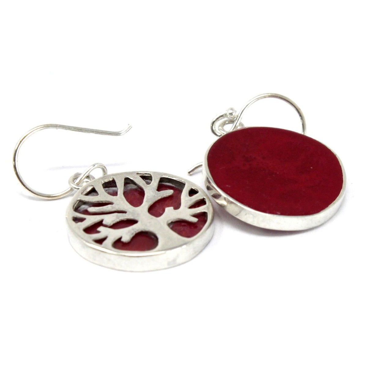 Tree of Life Silver Earrings 15mm - Coral Effect product image 2