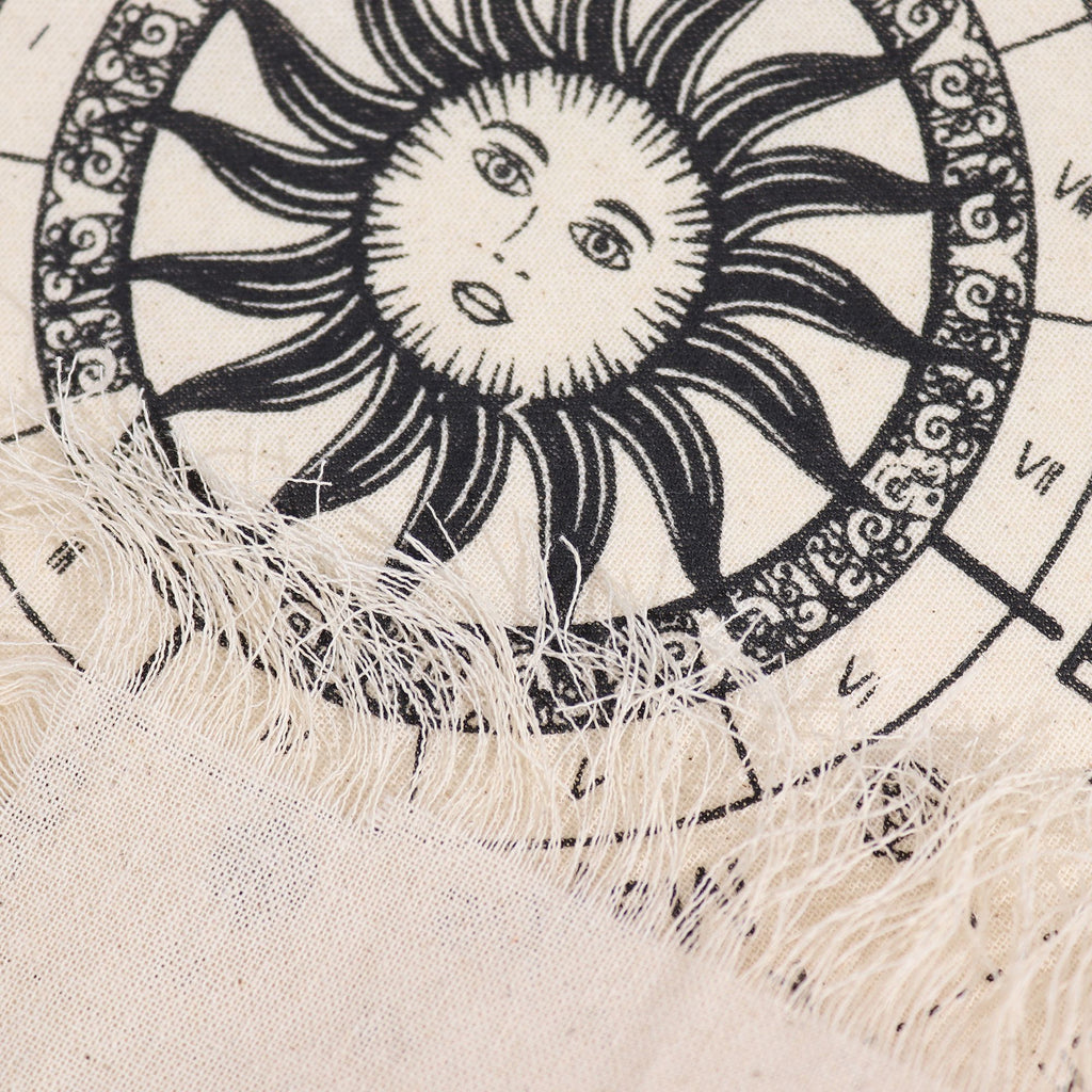 Ancient Witch Pendulum Divination Cloth - Sun Face - Natural & Black product image 2