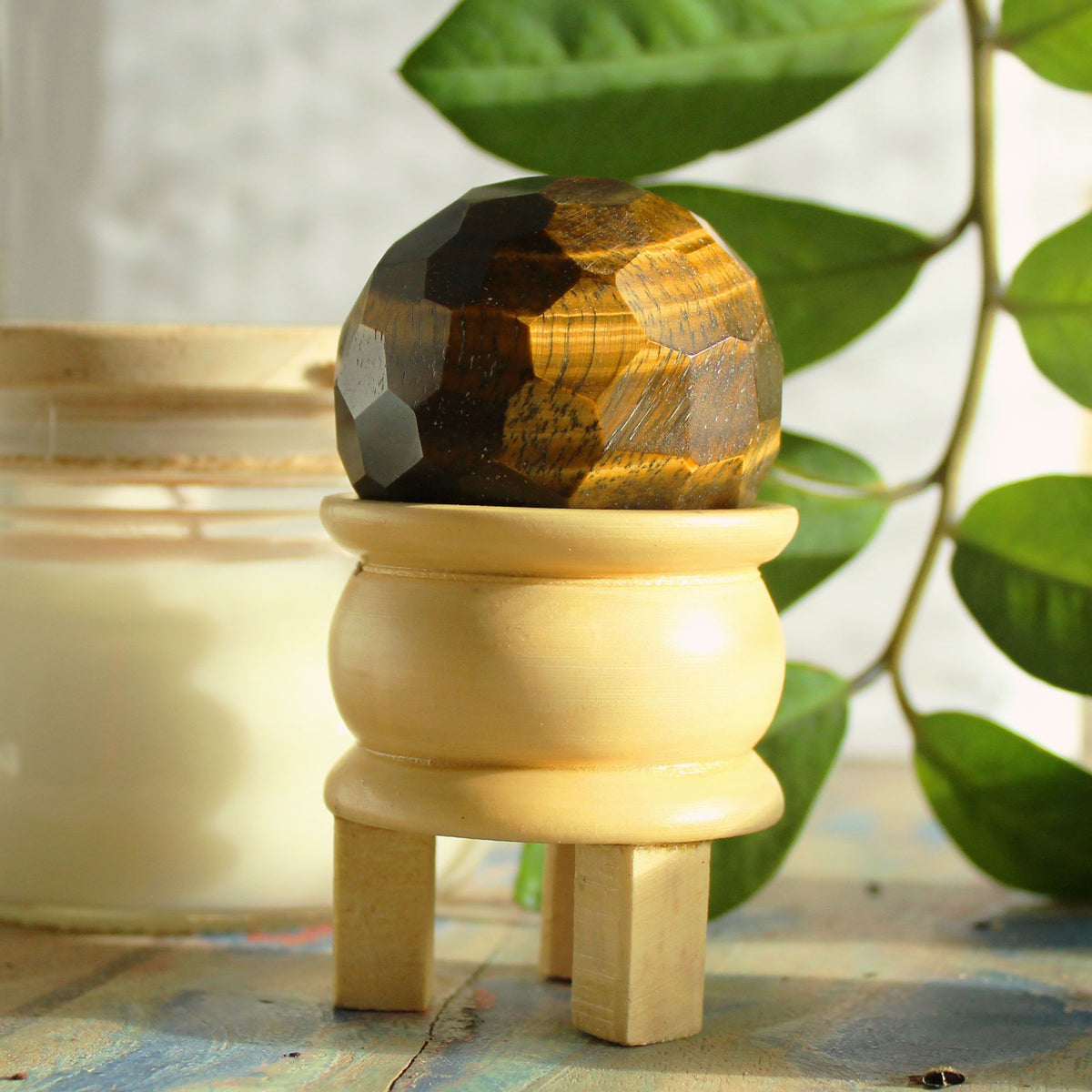 Gemstone Faceted Healing Ball & Stand - Tigereye product image 3