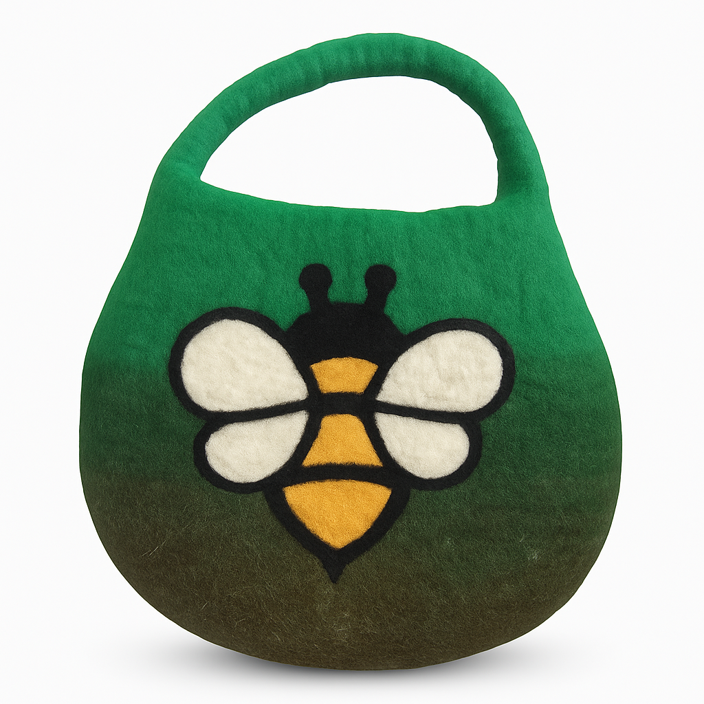 Water Felted Bee Bag - One Handle with Magnet - Garden Greens product image