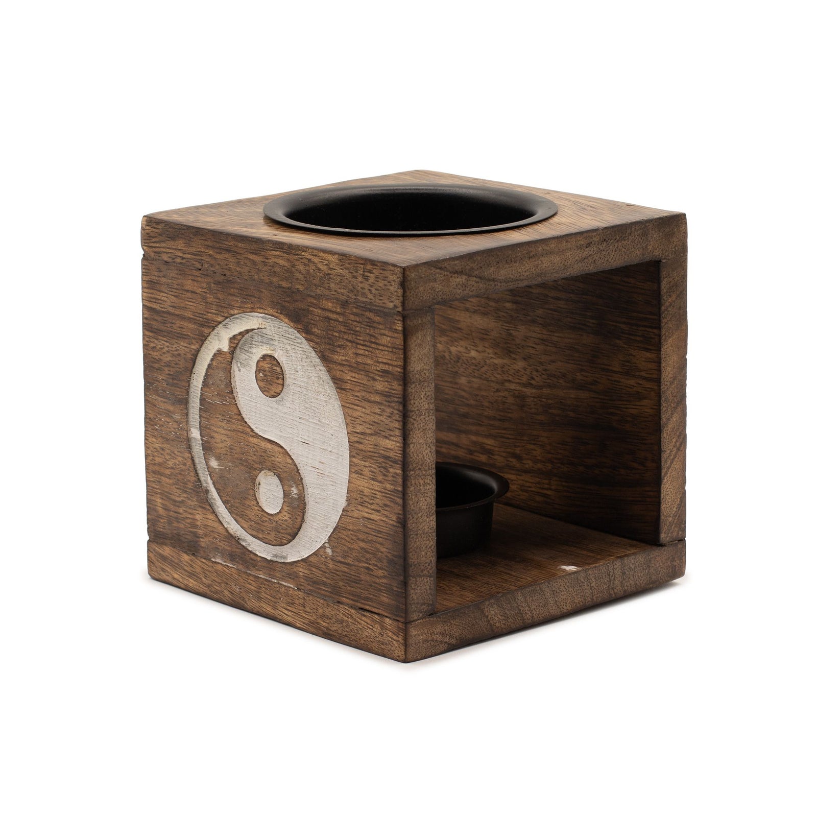 Square Mango Wood Oil Burner - Yin Yang product image