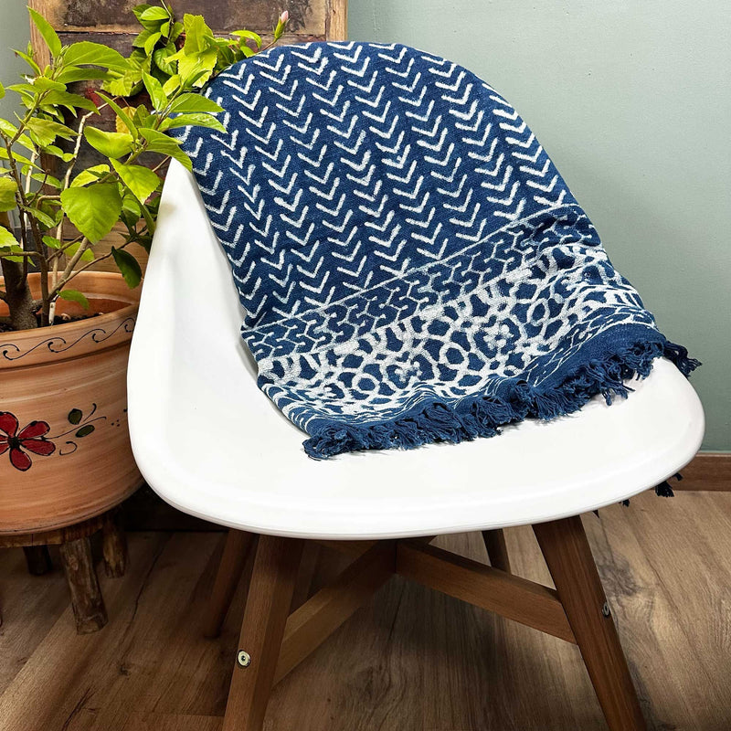 Handmade Indigo Throw - 170x120cm - Seedha Arrows product image